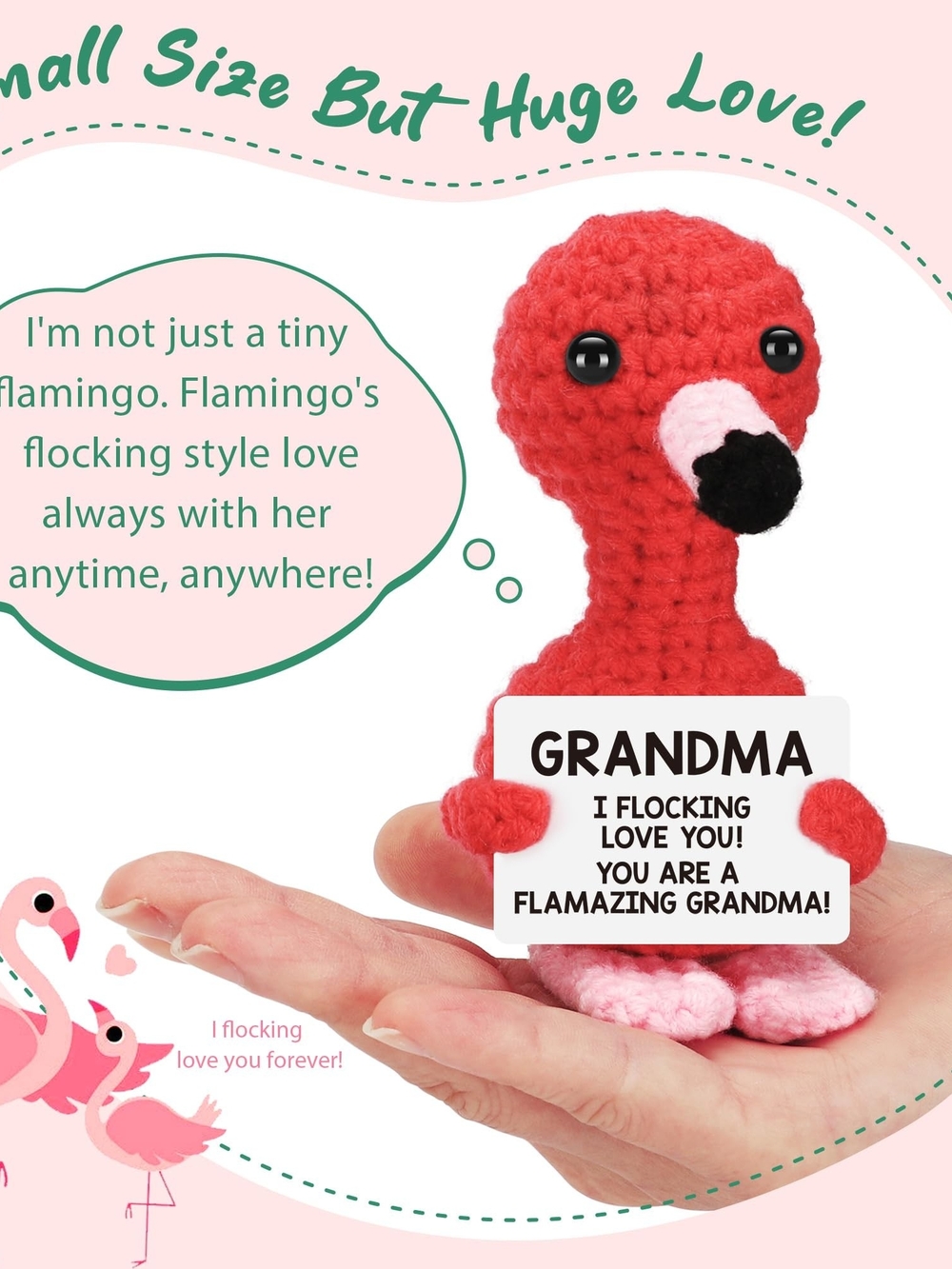 Flamingo Crochet Plush Toy Gift Desk Home Decor Sweet Nana Flordia Grandma AG